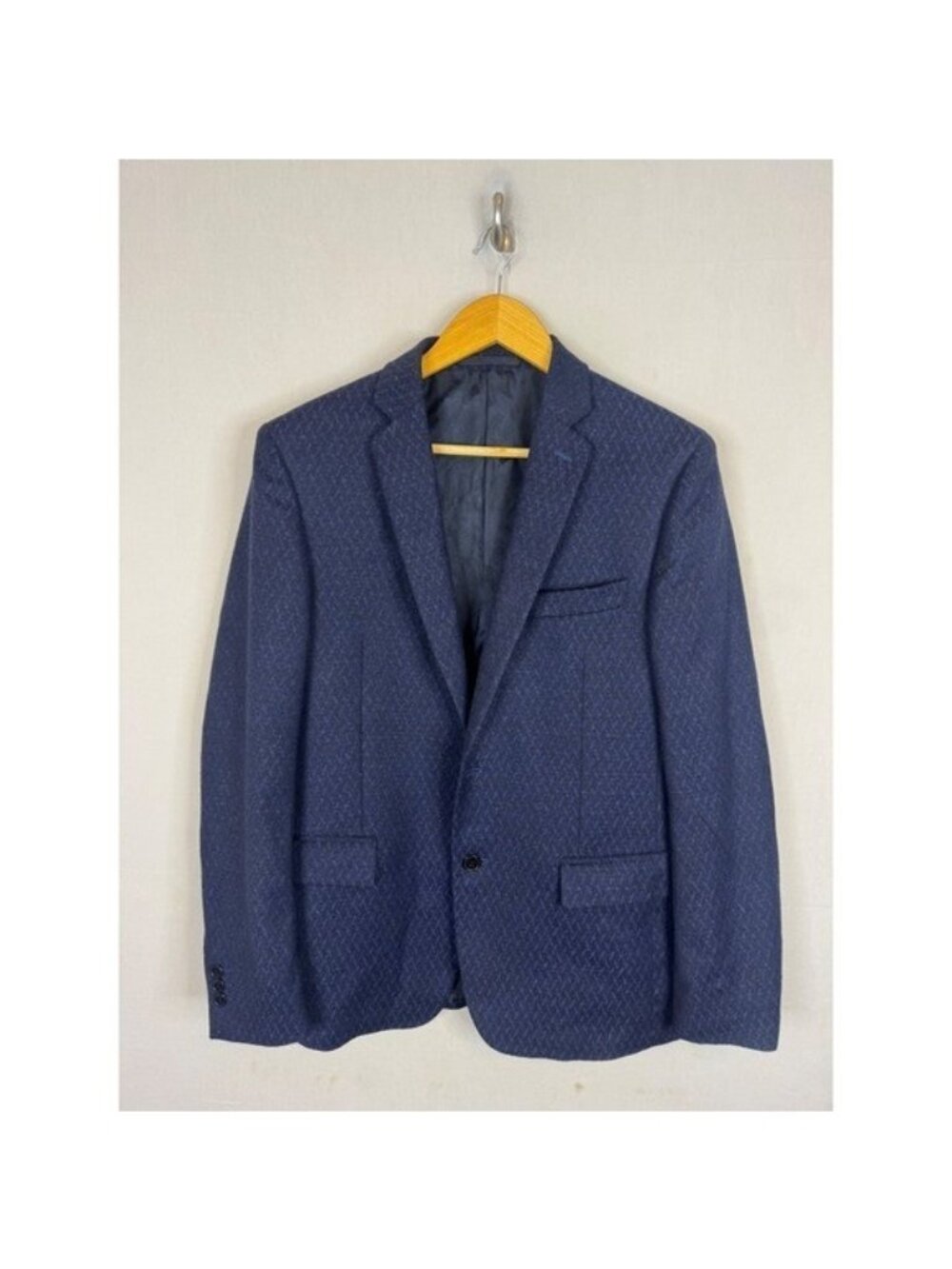 Versace Collection Navy Blue Wool Cashmere Geometric Blazer Sport Coat Men 38R